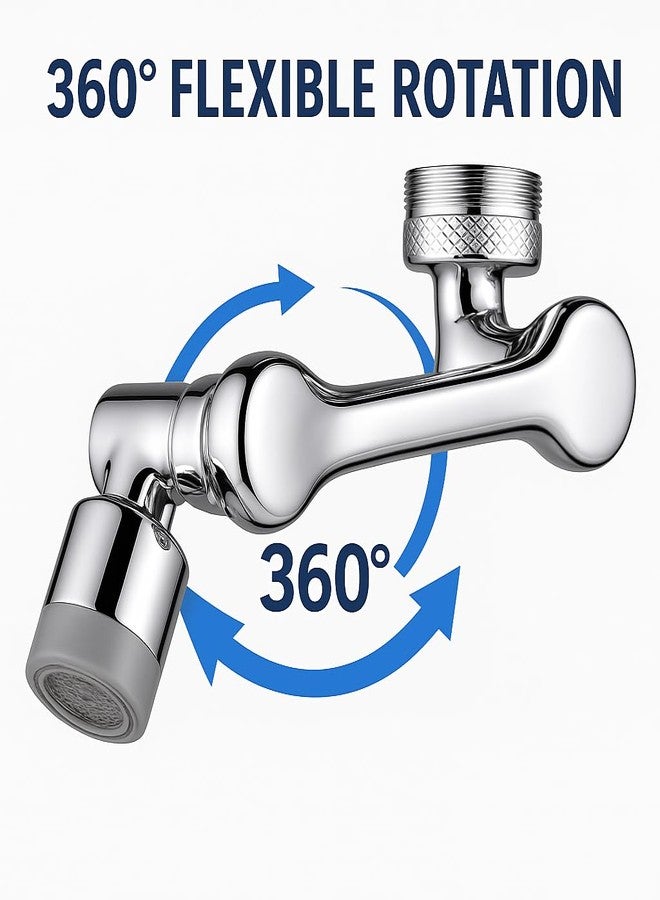 SHREESAMP 1080 Degree Rotating Faucet Extender Universal Tap Water Filter Splash Proof Flexible 3D Arm Kitchen Bathroom Sink Water Saving Nozzle Easy Cleaning Strong Water Flow Steel Chrome Finish - Image 2
